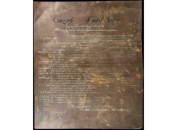 Vintage Copy Of The Bill Of Rights Etched Onto Copper. C. 1950s.