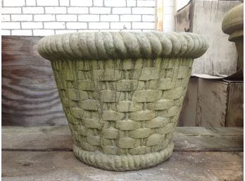 Woven Basket Styled Cement Outdoor Planter