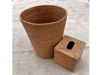 Woven Tissue Box Cover And Wastbasket