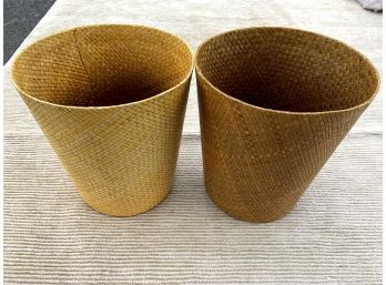 Pair Of Woven Wastbaskets