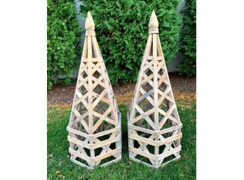 Pair Of Wood Spires-Decor At It's Finest!!