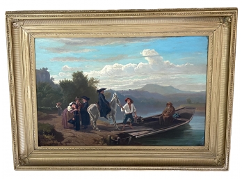 Original Oil On Canvas 'Ferry Boat' By Abraham Andre Zwahlen Signed