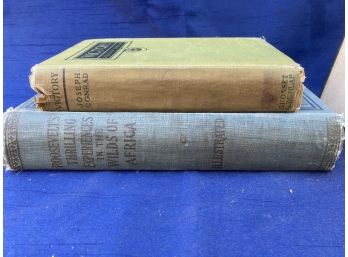 2 Books Roosevelts Thrilling Experiences In The Wilds Of Africa, Victory By Joseph Conrad