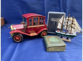 The Middletown Savings Bank -coin Bank, Ship, Car And A Small Safe