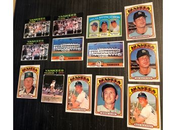 Lot Of 13 1970s Yankees Cards
