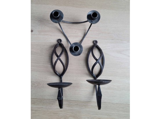 Wrought Iron Candle Sconce And Candelabra