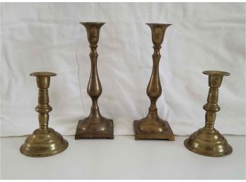 2 Sets Of Brass Candlestick Holders