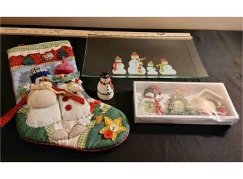 Christmas Mixed Lot, Stocking, New Ornaments, Trinket, Glass Platter