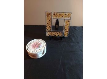 Glass Picture Frame And Coaster Set