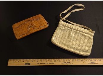 1 Vintage Purse, 1 Leather Wallet, Both In Great Condition