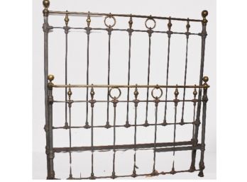 Antique Queen Brass And Raw Iron Bed Frame