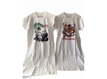 Two Vintage Super Cool Cotton Tee Shirt Dresses.  Hong Kong!  Like New.