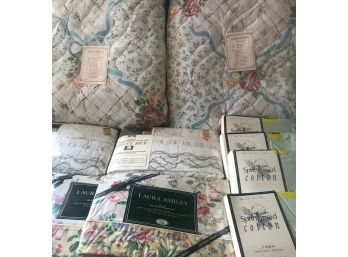 Laura Ashley Twin Bedding Lot - Two Bedspreads, Sheets