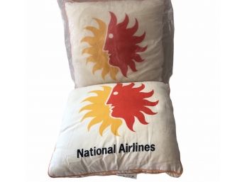 Two National Airline Pillows In Original Packaging.  Great Vintage Shape