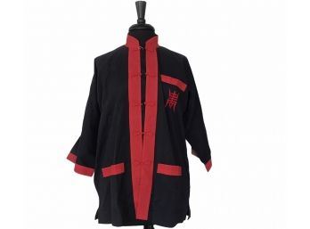 Black Red  Chinese Jacket Fabric (cotton, Quilted)
