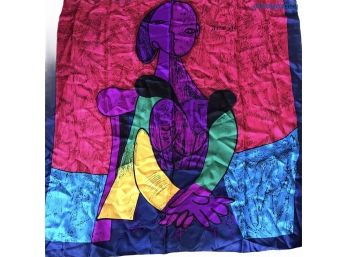 Picasso Scarf - Red, Purple, Green And Blue With Woman.