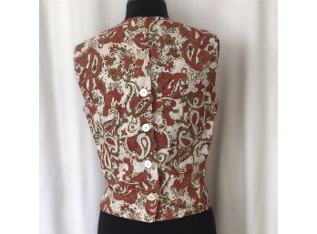 Vintage RedGold Paisley Sleeveless Top That Button Up The Back
