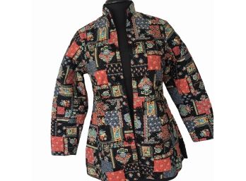 Black Chinese Jacket With Patchwork Fabric (cotton, Quilted)