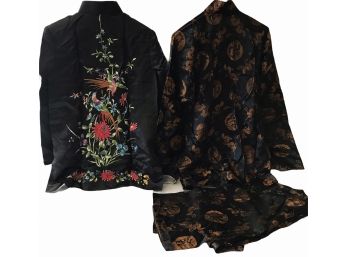 Two Beautiful Vintage Silky Chinese Jackets ~ Excellent Condition~ (one W Matching Pants)