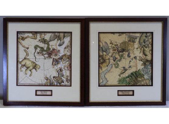 Pair Of Reproduction 'Antique' 1674 Constellation Maps