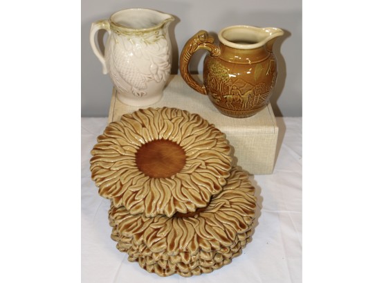Sunflower Plates & Ceramic Pitchers