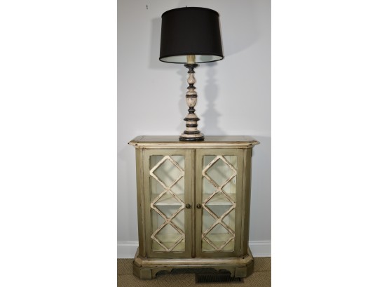 Distressed Wood Cabinet + Lamp