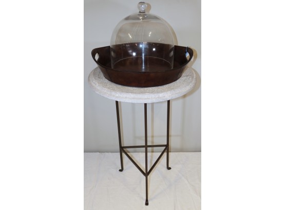 Industrial Table And Tray With Glass Dome