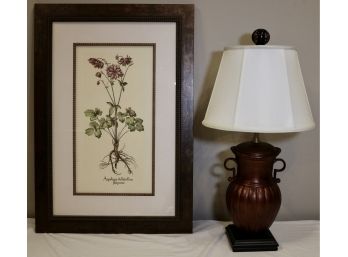 Purple Flower Botanical Print + Chelsea House Lamp