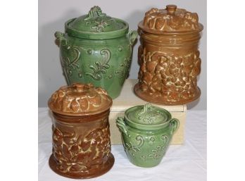 Four Glazed Ceramic Storage Jars