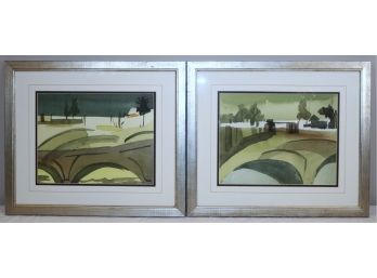 Pair Of Contemporary Impressionist Verdant Bridges Prints