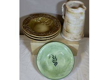Six Glazed Tableware Vessels