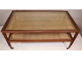 Stained Cherry And Cane Coffee Table