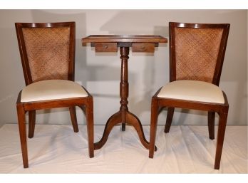 Cane Back Chairs + Solid Oak Telephone Table