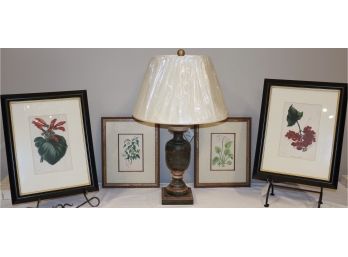 Bradburn Gallery Table Lamp + 4 Botanical Prints