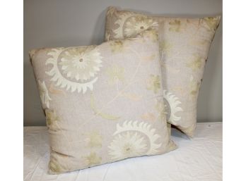 Rasheed Floral Embroidered Pillows, A Pair