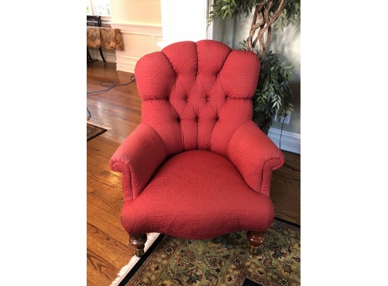 Ethan Allen Tuffed Back Red Chair