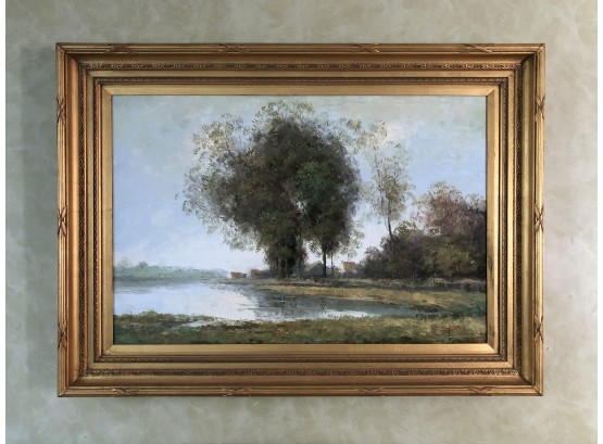 Landscape Oil Painting, In Ornate Wooden Frame
