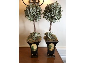 Set Of 2 Decorative Metal Planted Vases, 24'