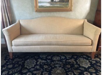 Ethan Allen Beige Camelback Sofa / Couch