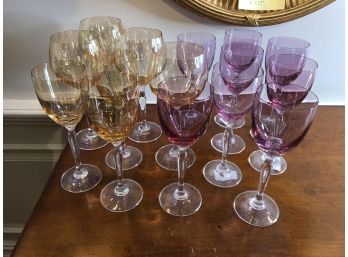 Assorted Brightly Colored Stemware 15 Pieces