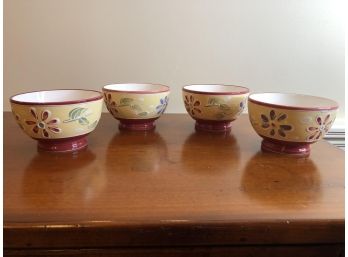 Set Of 4 Ceramic Floral Dessert Bowls