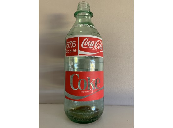 Vintage 1970s 2 Liter 67.6 Oz Coca Cola Bottle Green Glass