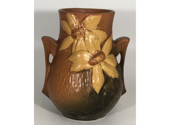 Vintage Roseville Pottery Vase ,  Clematis Pattern  103-6  Made In U.S.A.