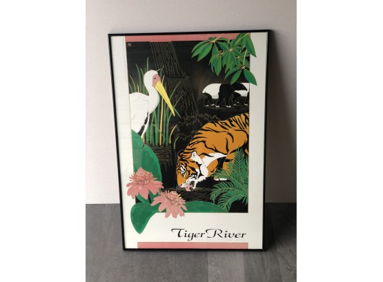 1989 San Diego Zoo 'Tiger River' Dan Gilbert Artwork Framed