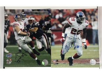 Kevin Boss #89 & Gibril Wilson #28 New York Giants Players Autographed Photos