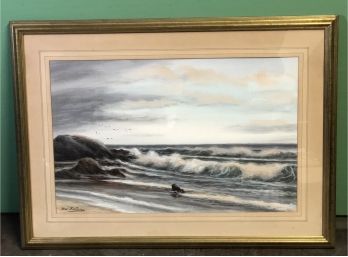 Vintage Original Ocean Scene Watercolor Painting  - Signed Allen Fontaine