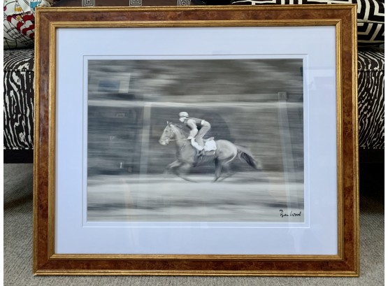 Ben Wood Signed Horse Racing Photograph, Custom Framed By Trowbridge