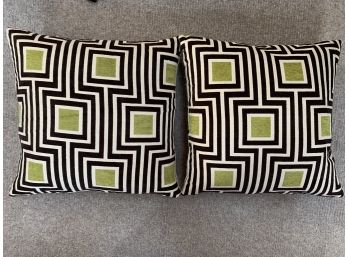 Pair Of Geometric Down Filled Square Pillows