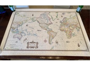 Large Antique Style Wonderfully Detailed & Colorful World Map Wall Poster