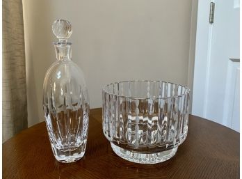 Pottery Barn Glass Decanter & Crystal Trifle Bowl
